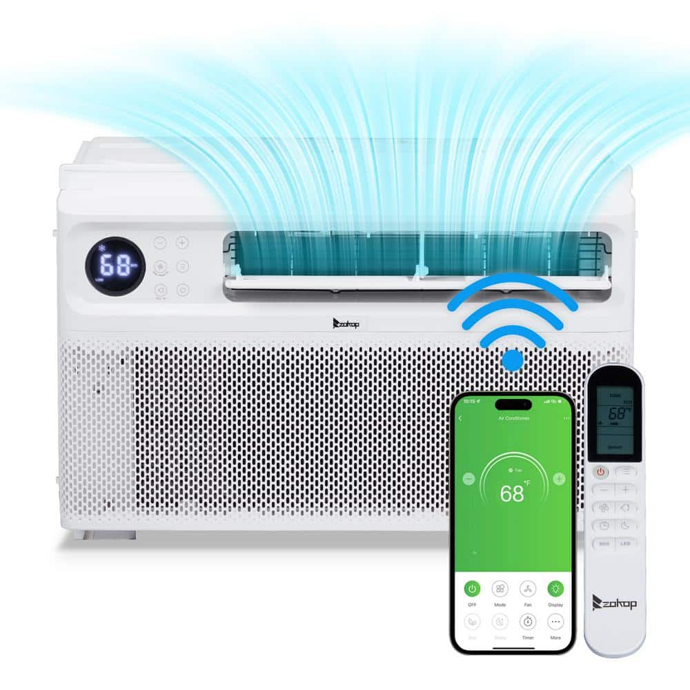 Karl home 8000 BTU (DOE) 115-Volt Inverter WIFI Window Air Conditioner Cools 350 sq. ft. with Remote in White