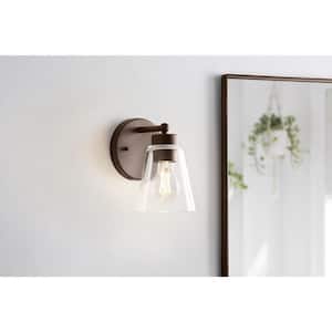 Eastburn 1-Light Bronze Wall Sconce with Clear Glass Shade