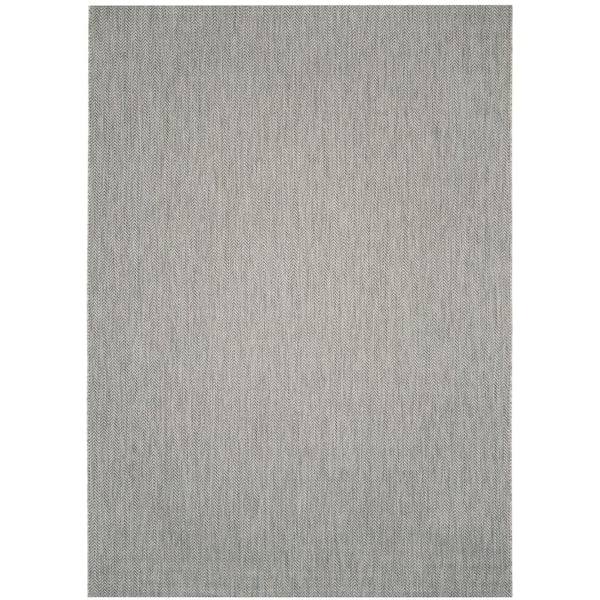 Courtyard Gray/Navy 8 ft. x 10 ft. Solid Color Chevron Indoor/Outdoor Area Rug