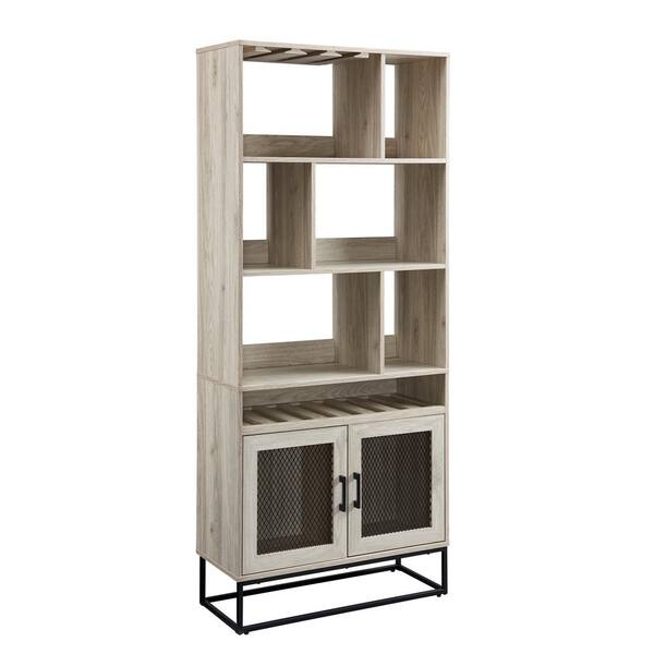 Home Source Industries Contemporary/Modern White and Walnut Kitchen Hutch  with Wine Storage in the Dining & Kitchen Storage department at