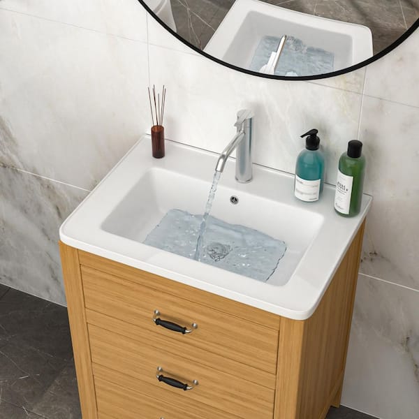 28.00 in. W x 19.00 in. D Rectangular Ceramic Vanity Top in White with Overflow