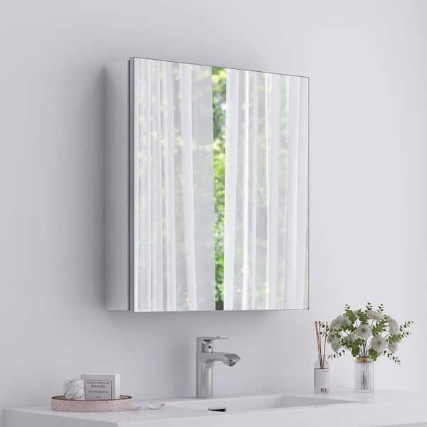 24 in. W x 26 in. H Rectangular Aluminum Medicine Cabinet with Mirror