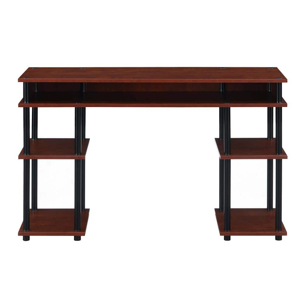 Cherry & Black 48" Modern No-Tools Student Desk with Shelves