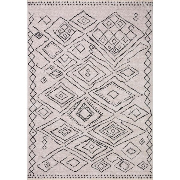 Loloi Vance Dove/Charcoal 2 ft. 7 in. x 12 ft. Morrocan Runner Area Rug