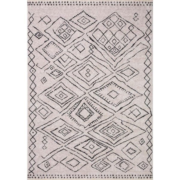 LOLOI II Vance Dove/Charcoal 2 ft. 3 in. x 3 ft. 10 in. Morrocan Area Rug