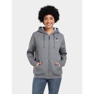 Unisex Large Gray 7.38-Volt Lithium-Ion Full-Zip Heated Jacket Hoodie with (1) 4.8 Ah Battery and Charger