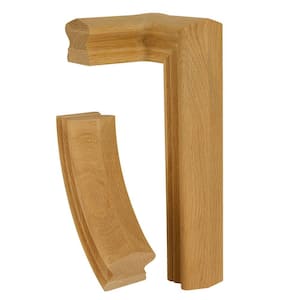 Stair Parts 7581 Unfinished White Oak Left-Hand 2-Rise Gooseneck with Cap Handrail Fitting