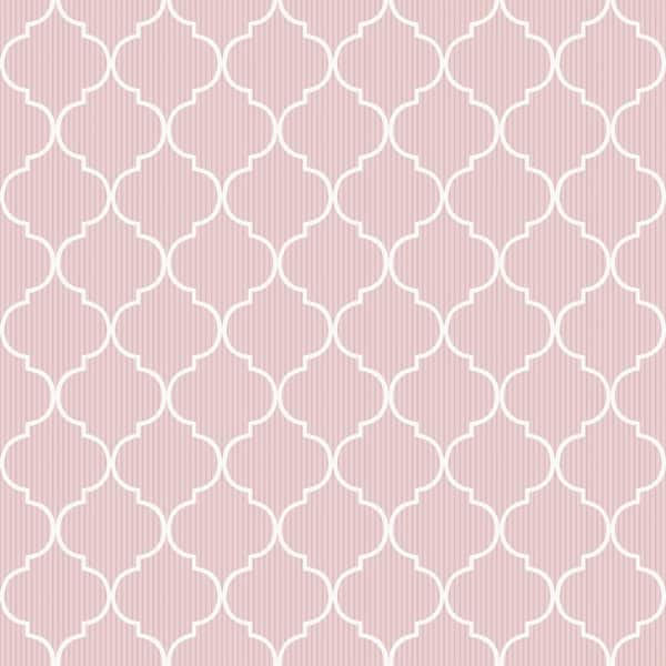 Unbranded Thin Stripe Quatrefoil Pink/White Matte Finish EcoDeco Material Paper Non-Pasted Wallpaper Roll
