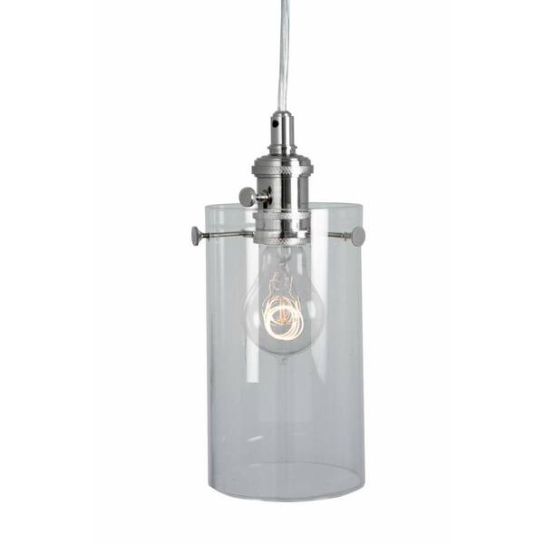Home Decorators Collection 1-Light Clear Glass Ceiling Cylinder Pendant
