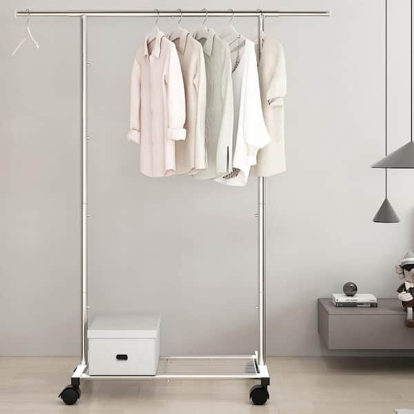 TRINITY Chrome Steel Rolling Portable Closet in the Clothing Racks