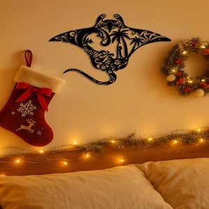 10.6 in. x 13.7 in. Coastal Metal Work Wall Art-Nautical Beach Decor Black