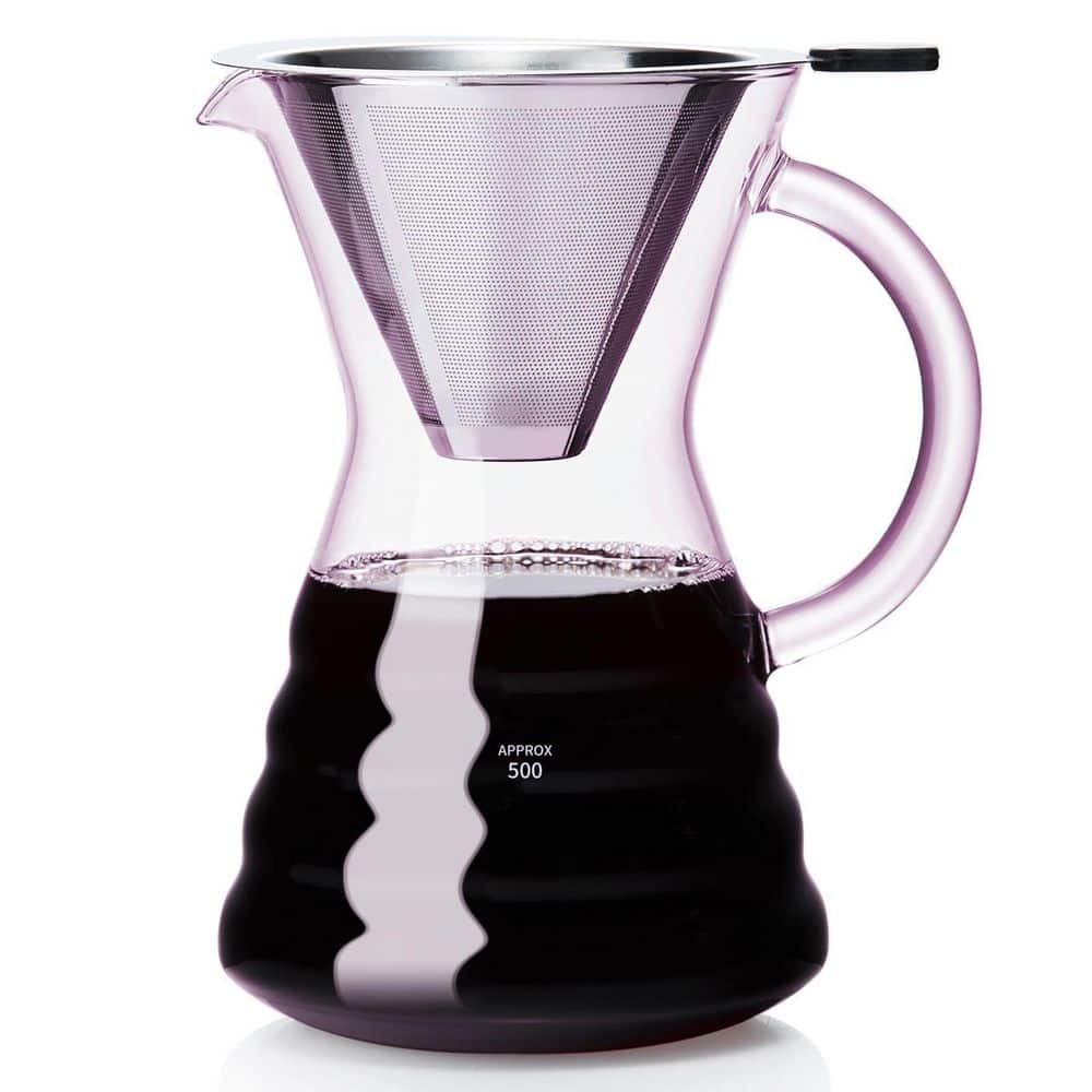 Pink Pour Over Coffee Maker with Stainless Filter, Thickened Heat-Resistant Glass Dripper Coffee Brewer, Stovetop Safe price history on PriceWatchPro