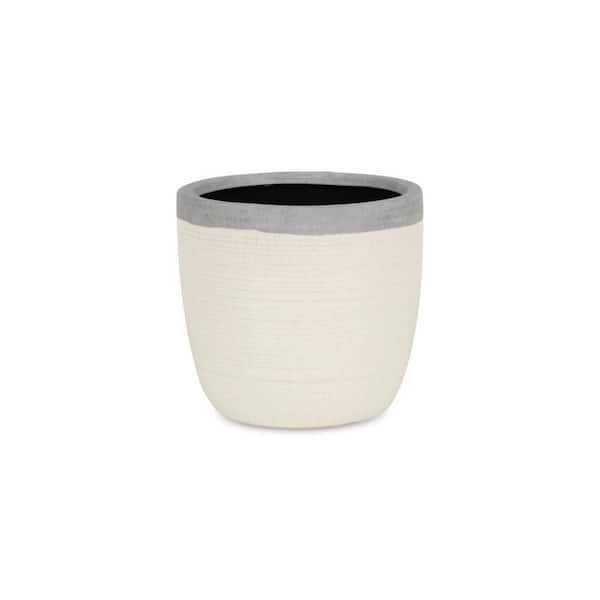 5.5 in. x 5.25 in. Cream, Gray Indoor/Outdoor Ceramic Decorative Pots