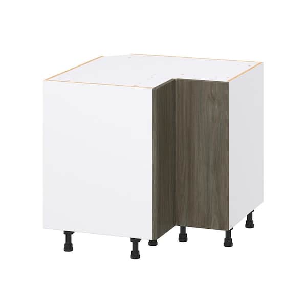 J COLLECTION 36 in. W x 34.5 in. H x 24 in. D Medora textured Slab Walnut Assembled Corner Base Kitchen Cabinet