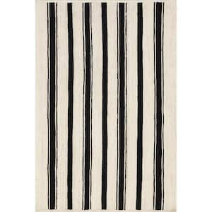 Lauren Liess Calathea Striped Jute Black 10 ft. x 14 ft. Area Rug