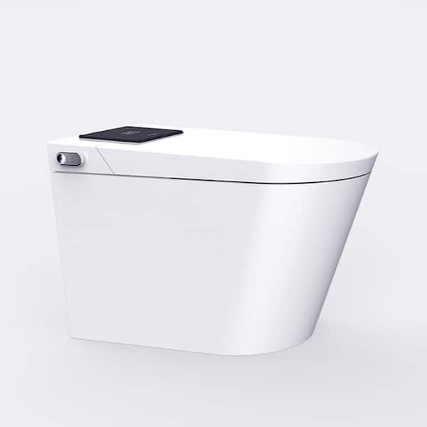 Elongated Smart Toilet Bidet 1.32 GPF in White with Auto Open, Auto Close, Auto Flush, Heated Seat and Remote