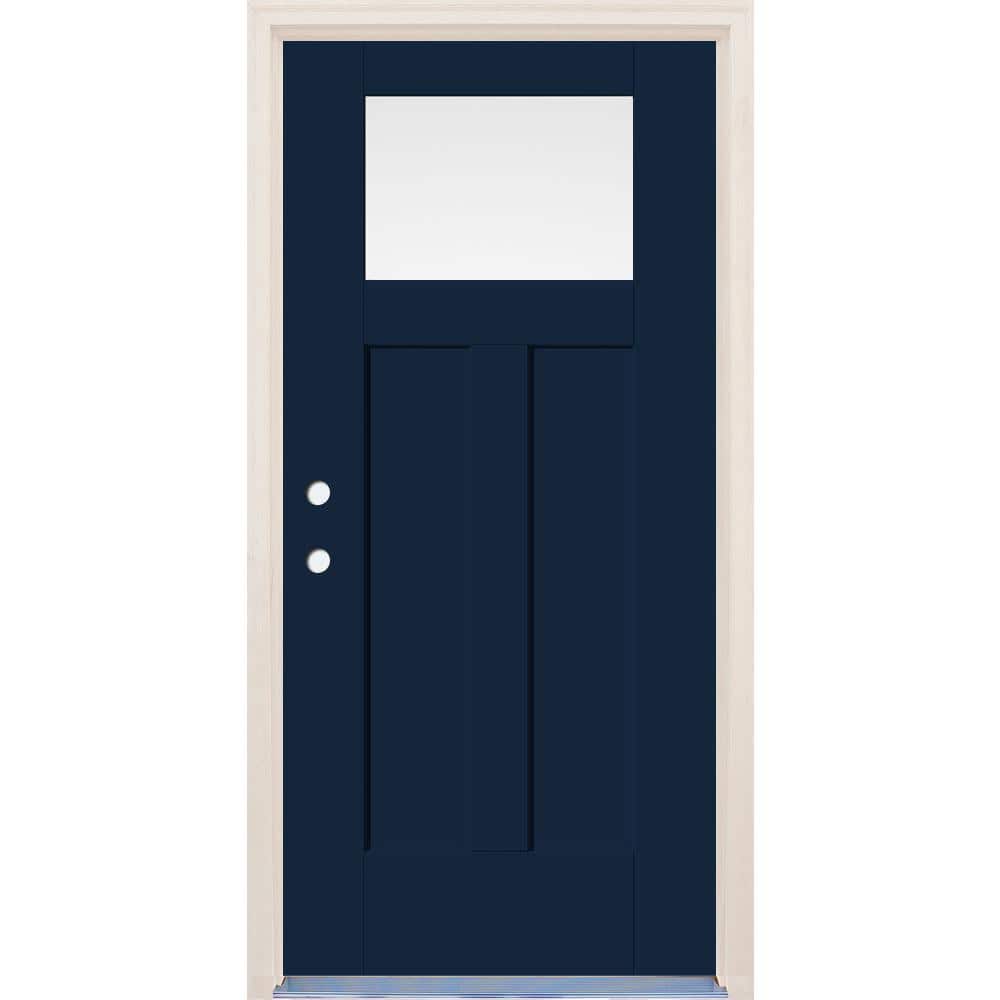 36 in. x 80 in. Right-Hand 1-Lite Indigo Painted Fiberglass Prehung Front Door with 6-9/16 in. Frame and Nickel Hinges price history on PriceWatchPro
