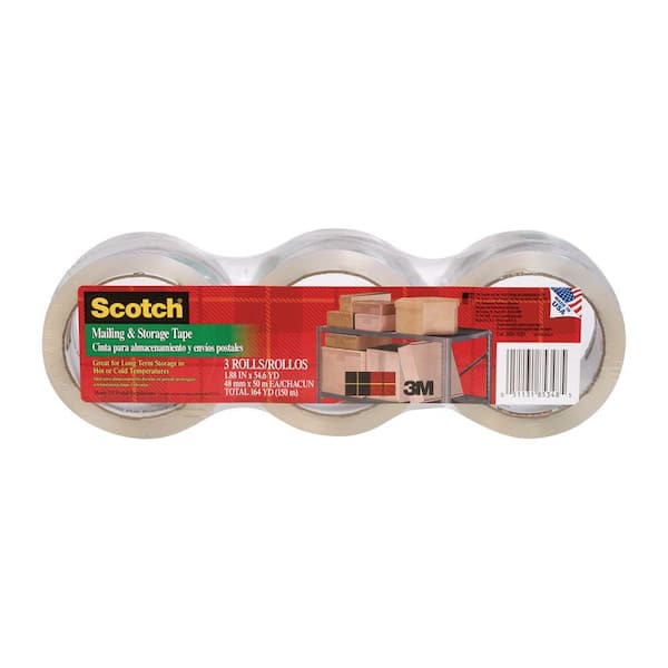 3M Scotch 1.88 in. x 54.6 yds. Long Lasting Moving and Storage Packaging Tape (3-Pack)