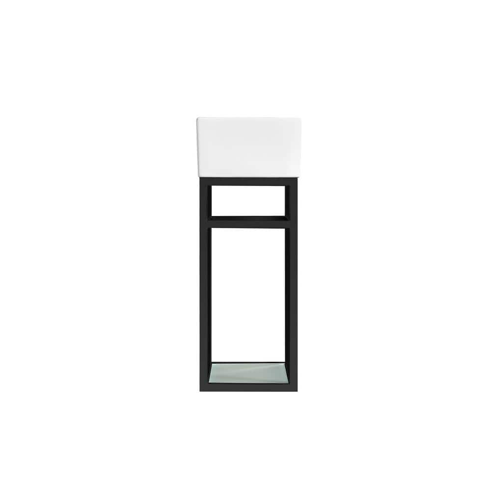 19'' Black Stainless Steel Floating Bathroom Vanity with Glossy White Ceramic Top