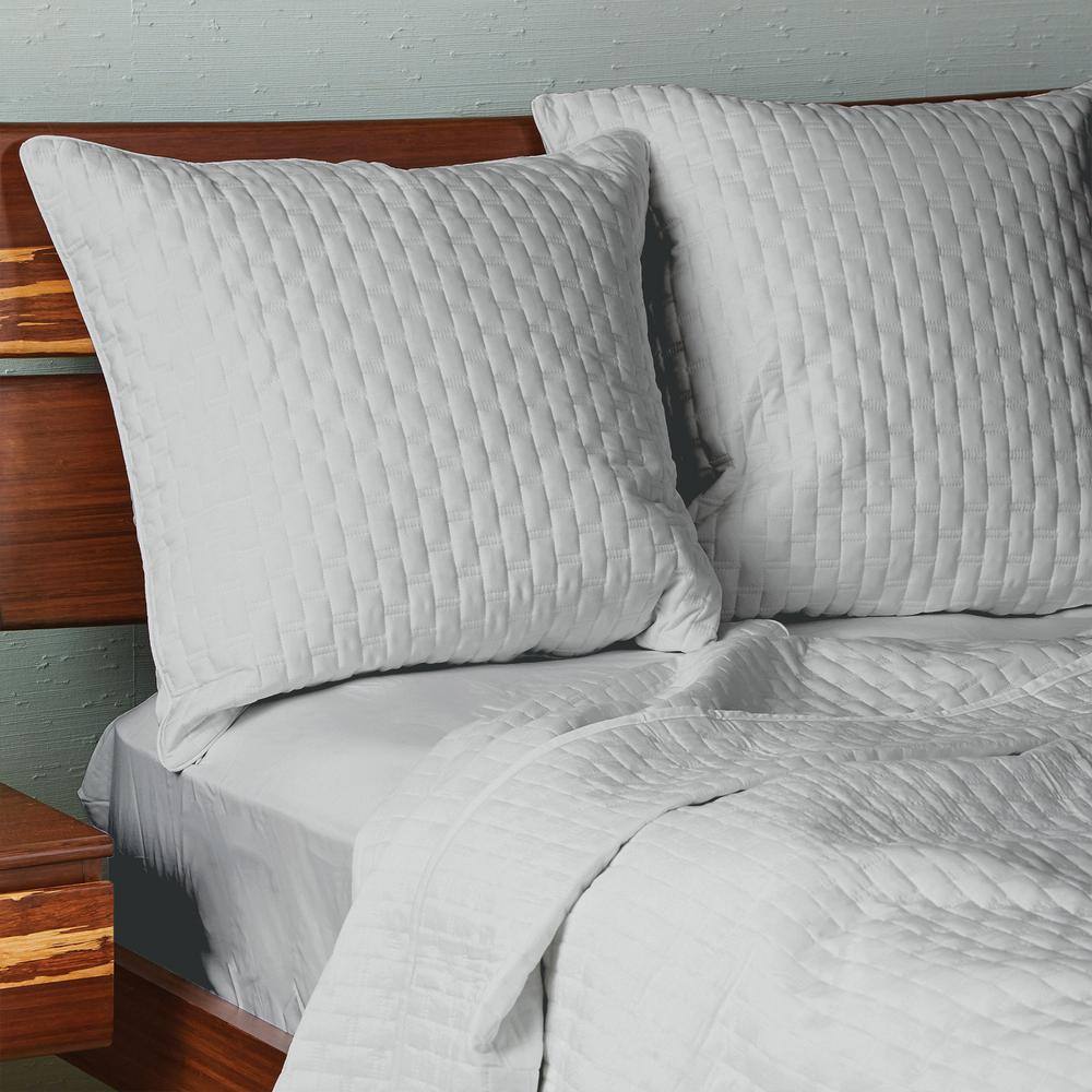 Stone Gray Quilted Euro Sham with Piped Edges