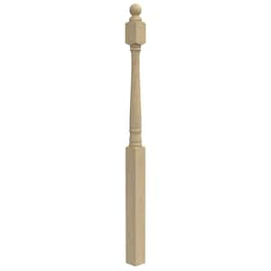 Stair Parts 4040 54 in. x 3 in. Poplar Ball Top Newel Post for Stair Remodel