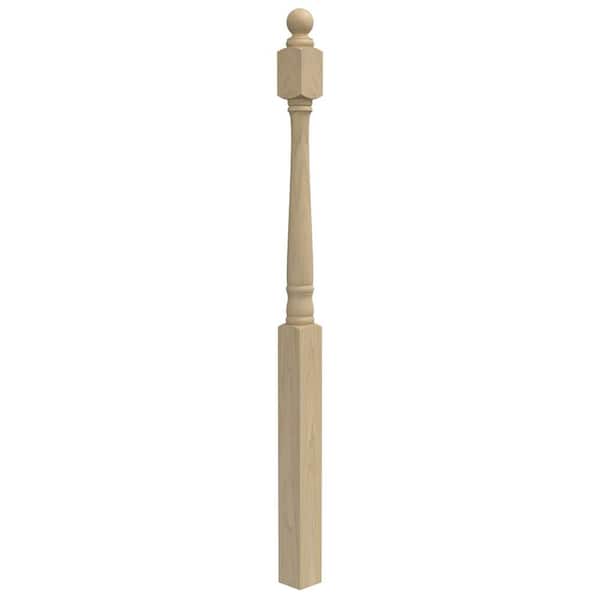 EVERMARK Stair Parts 4040 54 in. x 3 in. Poplar Ball Top Newel Post for Stair Remodel