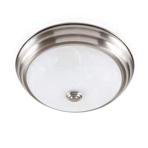 11 in. Brushed Nickel Dimming LED Flush Mount with Alabaster Glass