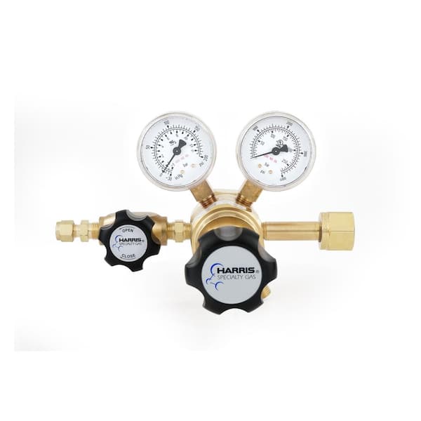 Harris 0 PSI to 125 PSI 2-Stage CGA 320 Brass, 1/4 in. Compression Fitting, Carbon Dioxide Specialty Gas Lab Regulator