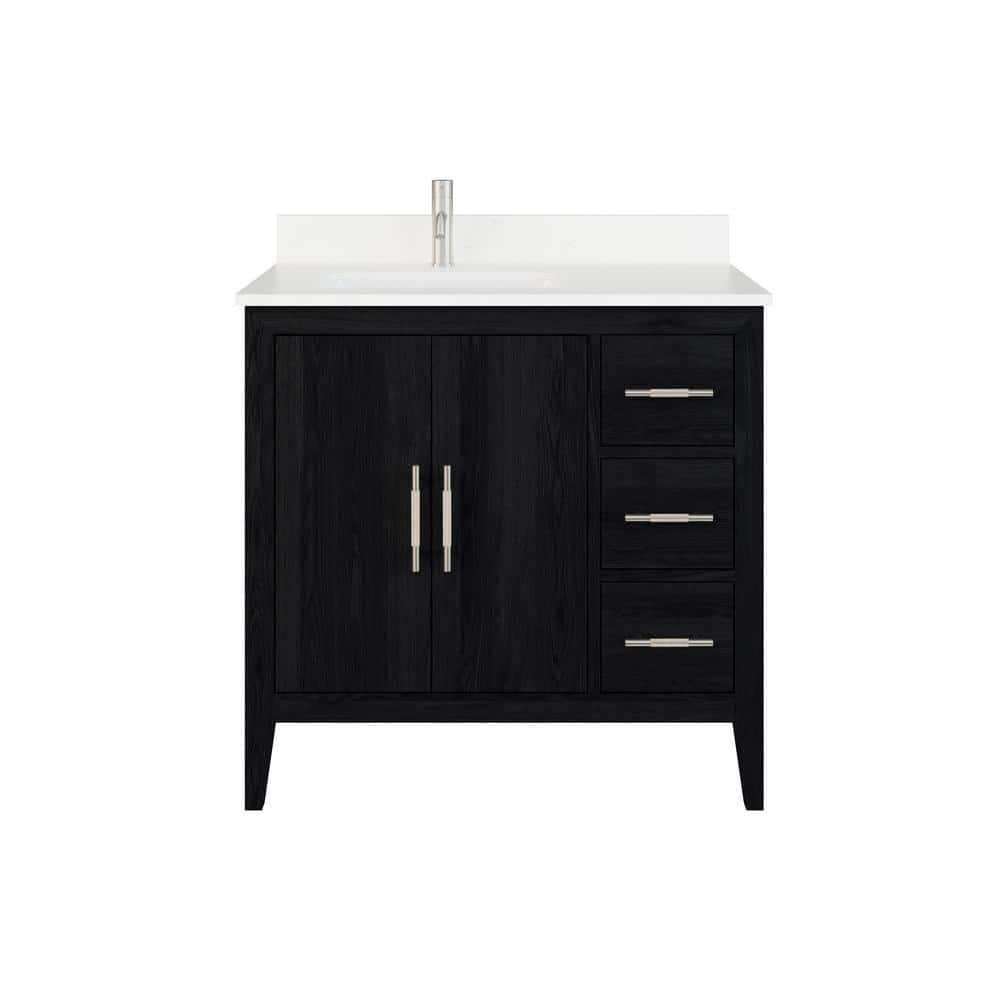 Vienna 36 in. W x 22 in. D Bath Vanity in Espresso Diamond Quartz Top with 