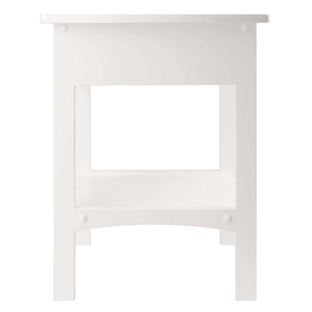 Elegant Claire White Solid Wood Square Nightstand with Storage