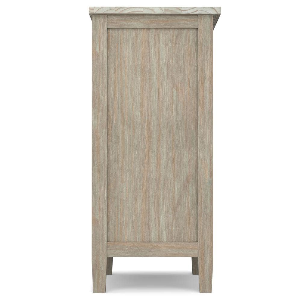 Rustic Distressed Grey Low Cupboard with Tempered Glass Doors