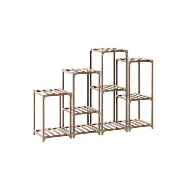 4-Sets (59 in. W x 31.8 in. H) Plant Stands Indoor Plant Shelves Outdoor Wooden Plant Holder for Plants Flower Stands