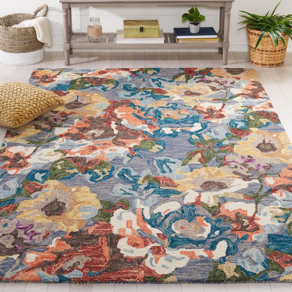 Blossom 4 ft. x 6 ft. Light Blue/Rust Oversized Abstract Floral Area Rug price history on PriceWatchPro