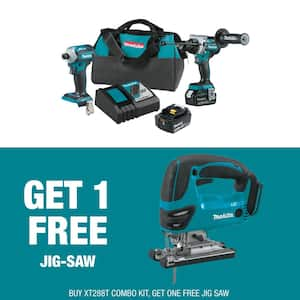 Makita 18V LXT Lithium Ion Brushless Cordless Combo Kit 5.0 Ah 2 Pc with bonus 3 8 in. 1 4 in. 18V LXT Square Drive Ratchet XT288T XRW01Z The Home Depot