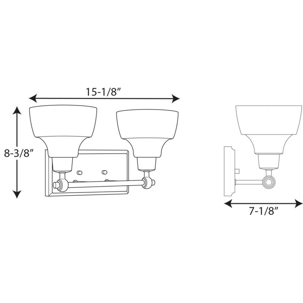 Polished Chrome 2-Light Bath Vanity Fixture with White Shades