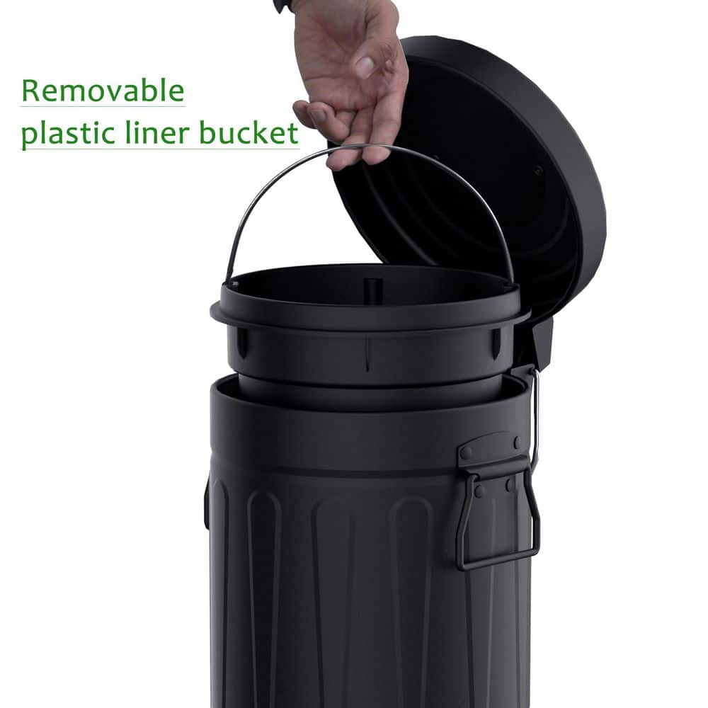 Black Carbon Steel Kids' Pedal Trash Can Set