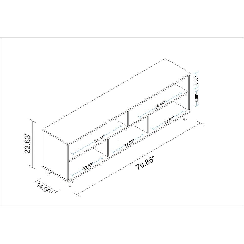 Warren White and Oak 71" TV Stand with Shelves