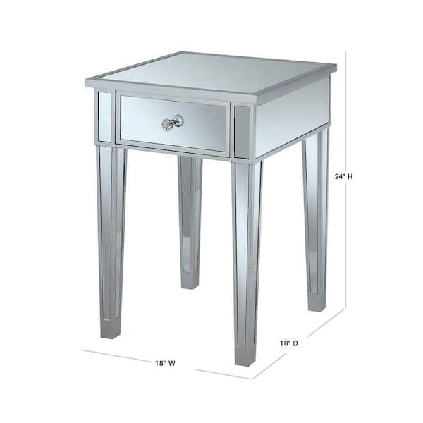 Convenience Concepts Gold Coast Silver, Mirrored Small End Table