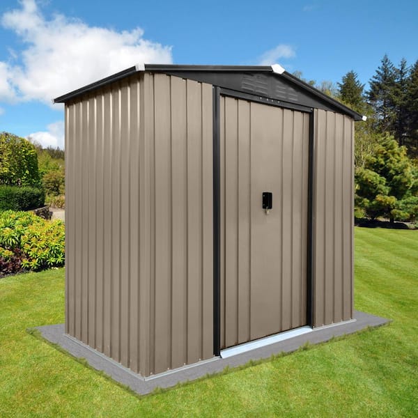 6.17 ft. W x 3.54 ft. D Outdoor Storage Shed with Apex Roof with Sliding Doors Tool House, Lockable Door