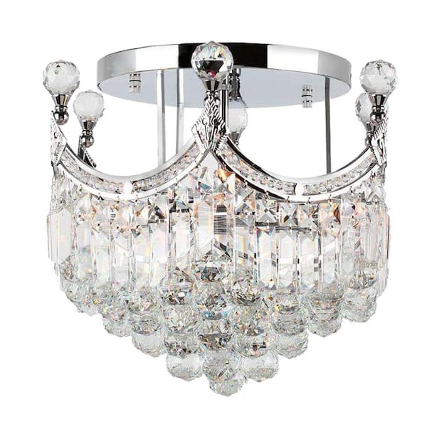 Worldwide Lighting Empire Collection 6-Light Chrome and Clear Crystal Semi-Flush Mount Light