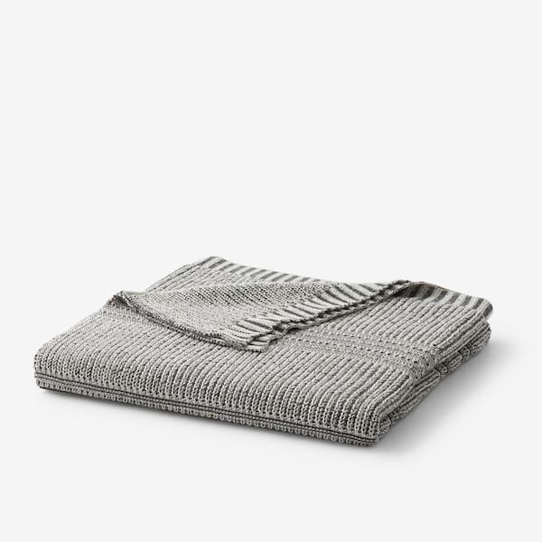 The Company Store Company Cotton Kimia Knit Dark Gray Throw Blanket