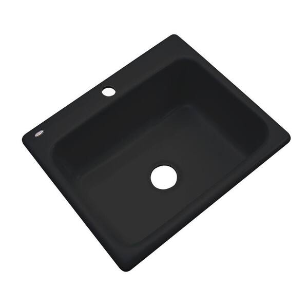 Thermocast Inverness Drop-In Acrylic 25 in. 1-Hole Single Bowl Kitchen Sink in Black