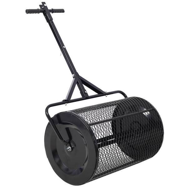 GAWEZA 70 lbs. 36 in. W x 18.5 in. Dia Black Metal Handheld Compost
