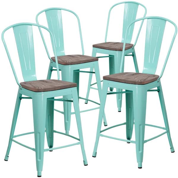 Carnegy Avenue 40.25 in. Mint Green Bar Stool (Set of 4)