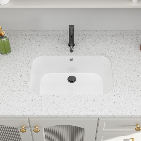 22 in. Undermount Rectangular Bathroom Vanity Sink in White Porcelain Ceramic with Overflow