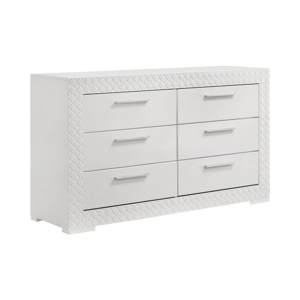 Dema White 6 Drawer 18 in. Dresser without Mirror