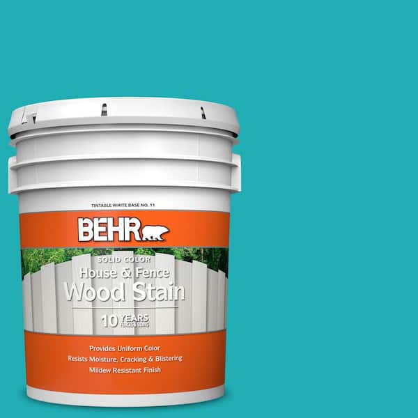 BEHR 5 gal. #500B-5 Mermaid Treasure Solid Color House and Fence Exterior Wood Stain