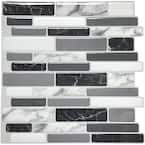 12 in. x 12 in. Grey Peel and Stick Wall Tile Backsplash for Kitchen (10-Pack)