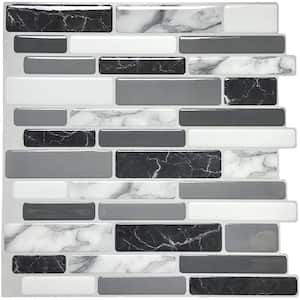 12 in. x 12 in. Peel and Stick Vinyl Backsplash Tile in Grey Marble Design (6-Pack)