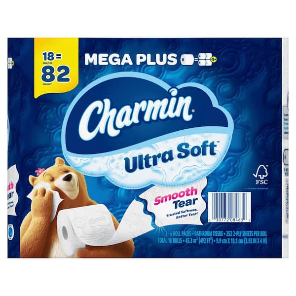 Charmin Ultra-Soft Smooth Tear Toilet Paper Rolls (18 Mega Plus Rolls)